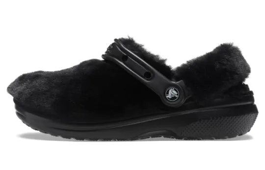 Crocs Classic Fur Sure Slip On Clogs 'Black'