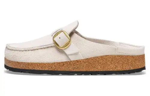Birkenstock Suede Closed Toe Slippers Women's Beige Regular
