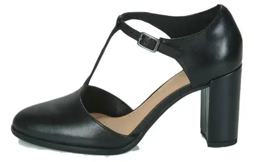 Clarks Leather Chunky Heel High Heels 8.5cm Women's Black