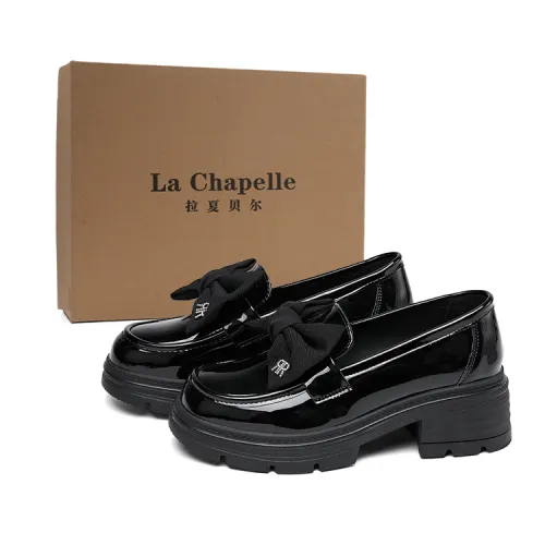 La Chapelle British style, retro and versatile, platform platform, lazy slip-on, bow round toe, small leather shoes, loafers, 4.5cm, women