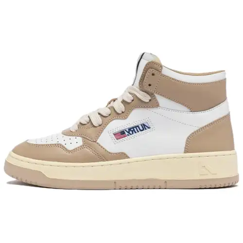 AUTRY Leather High top Skateboard Shoes Women's White Umber