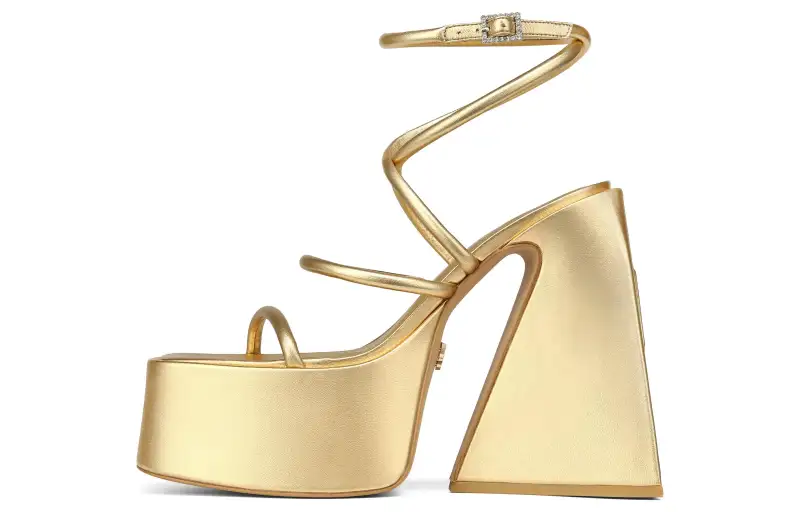 Naked Wolfe ANGEL Leather One Strap Sandals 15cm Women's Gold