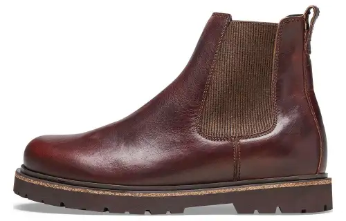 Birkenstock Leather Short Chelsea Boots Men's Chocolate Brown Narrow