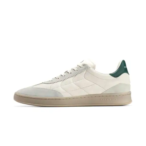 COLE HAAN Cow Leather Slip Resistant, Abrasion Resistant, Lightweight Low top Skateboard Shoes Men's White/Green Tail