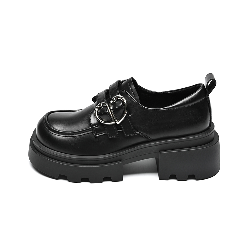 ZHR Zeze Doomsday Maillard colored small leather shoes, exquisite love buckle, playful and cute, versatile college style, thick sole heightening JK shoes, casual shoes, 6cm, women