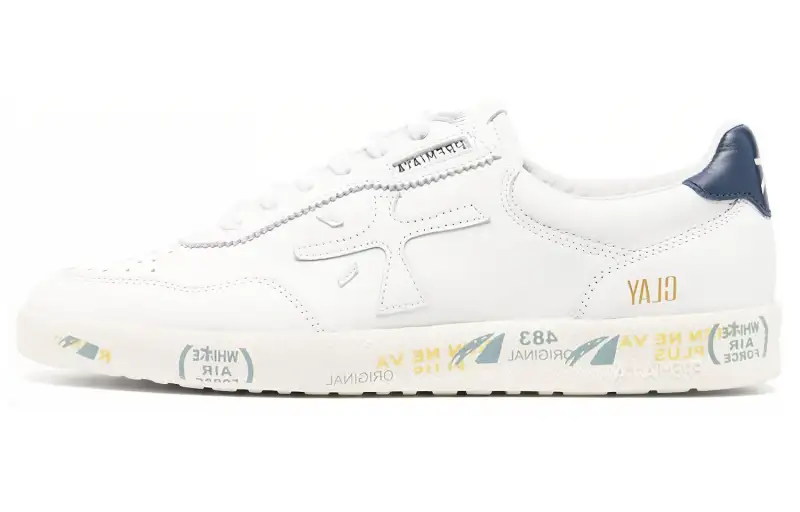 PREMIATA Cow Leather Slip Resistant Cushioning Low top Skateboard Shoes Men's White