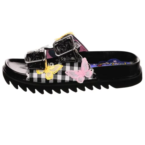IRREGULAR CHOICE Comfortable Round Toe Abrasion Resistant Slide Slippers Women's Black