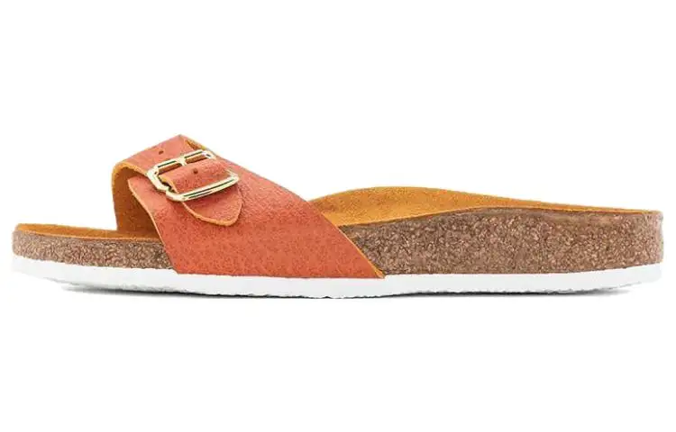 Birkenstock Leather Slide Slippers Women's Red Narrow