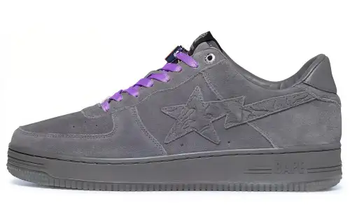 A BATHING APE STA Leather Stylish Skateboarding Shoes Women's Gray