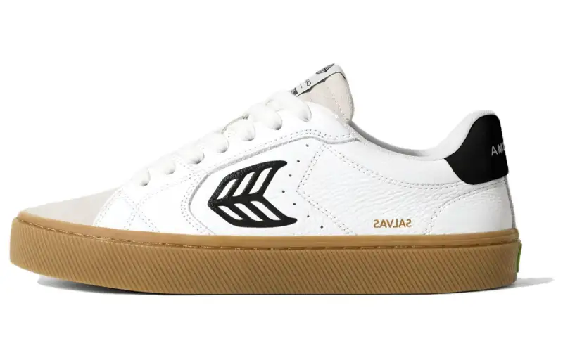 CARIUMA Leather Low top Skateboard Shoes Unisex White