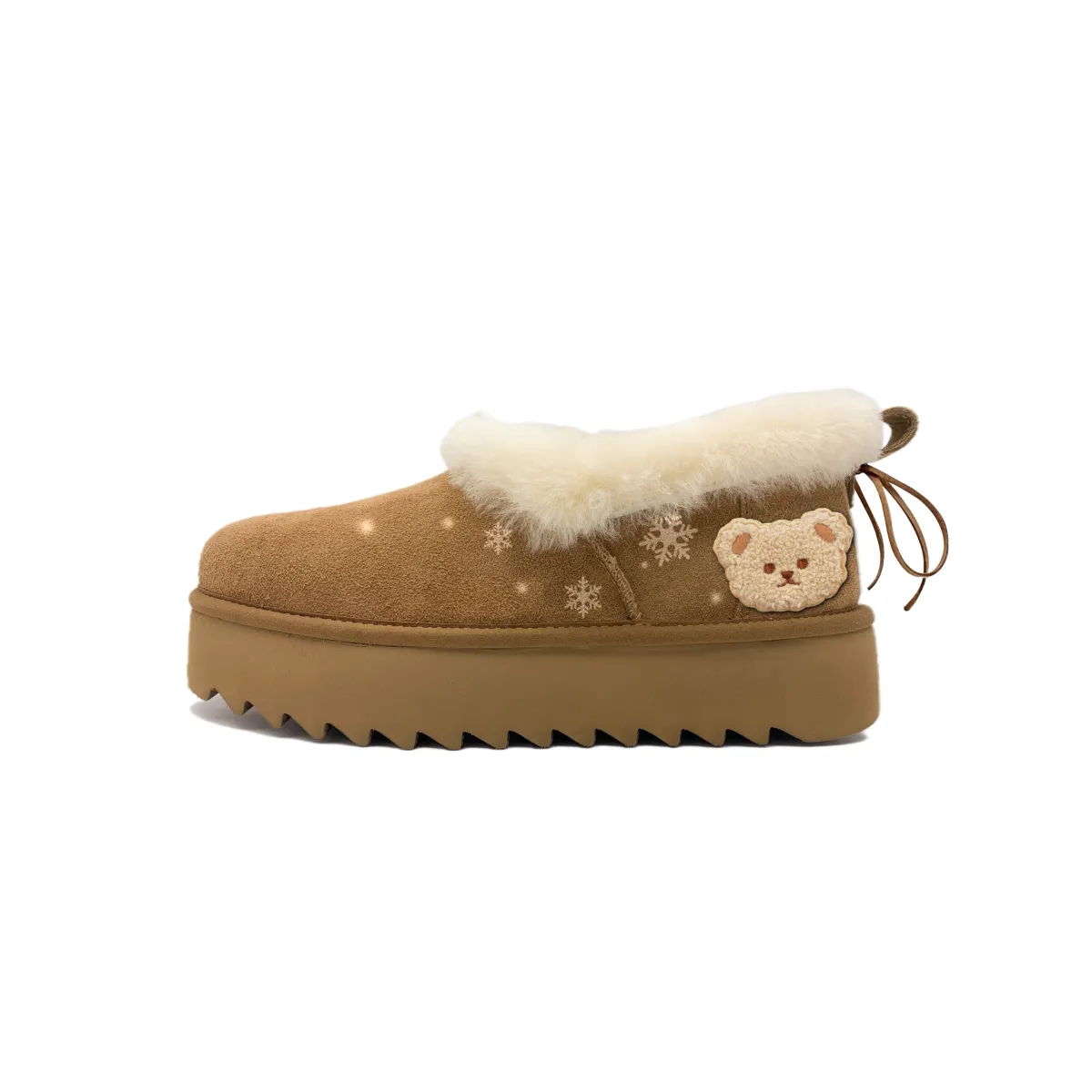 UGG Cow Split Leather Ankle Length Snow Boots Women's Chestnut Brown