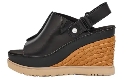 UGG Abbot Leather One Strap Sandals Women's Black