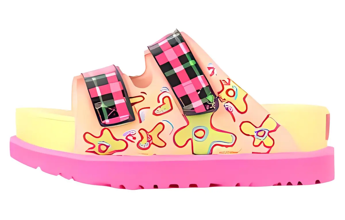 Shuting Qiu Hi Slide x UGG Comfortable Round Toe Slide Slippers Women's Beige Pink