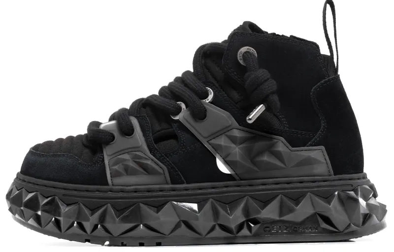 OETZI Mid top Skateboard Shoes Unisex Black