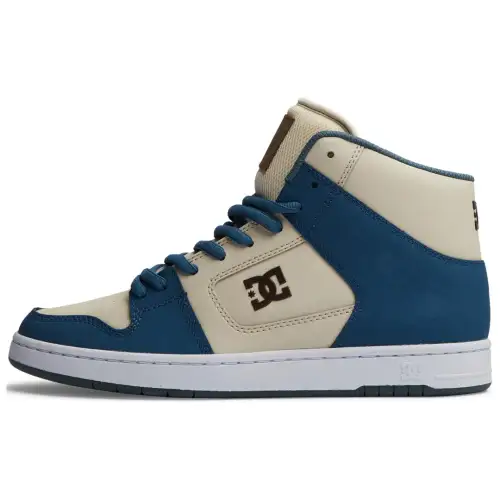 DC Shoes MANTECA 4 HI Leather High top Skateboard Shoes Men's Beige Blue