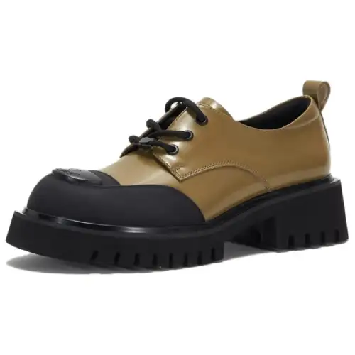 Teenie Weenie Cow Leather Casual Shoes 5CM Women's Army Green