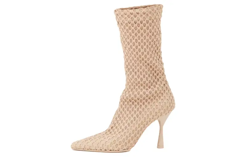 AGL Fabric Ankle Boots 7.5cm Women's Beige Brown
