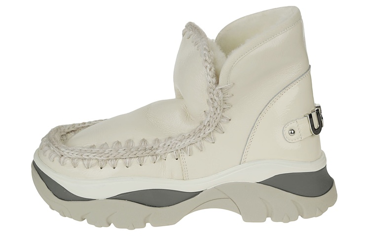 MOU Sheepskin Thermal Fashion Short Ankle Boots Women's White