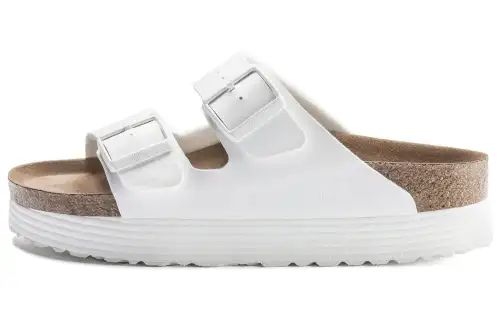 Birkenstock Arizona Platform Vegan Birko Flor Narrow Fit Sandals 'White' Women's