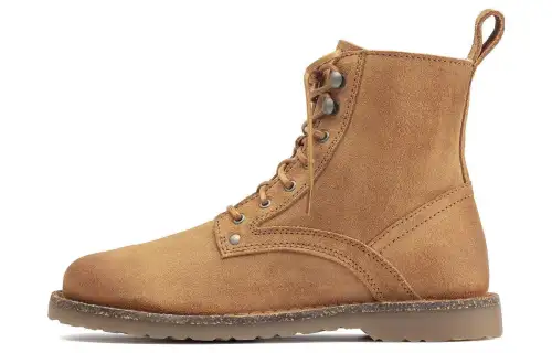 Birkenstock Suede Short Combat Boots Women's Brown Regular