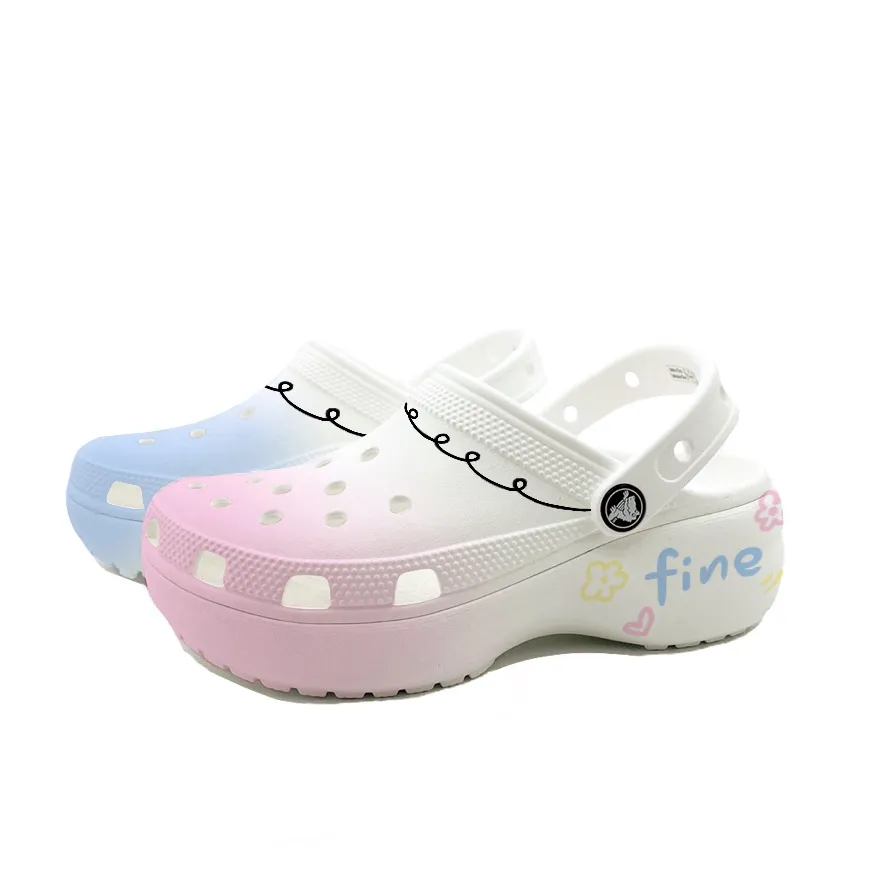 Crocs Classic Platform Clog EVA Clogs Unisex Blue Pink