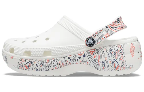 Crocs Classic Platform Americana Paisley Clogs 'White' Women's