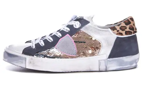 PHILIPPE MODEL Lace Up Stylish Skateboarding Shoes Women's White Blue
