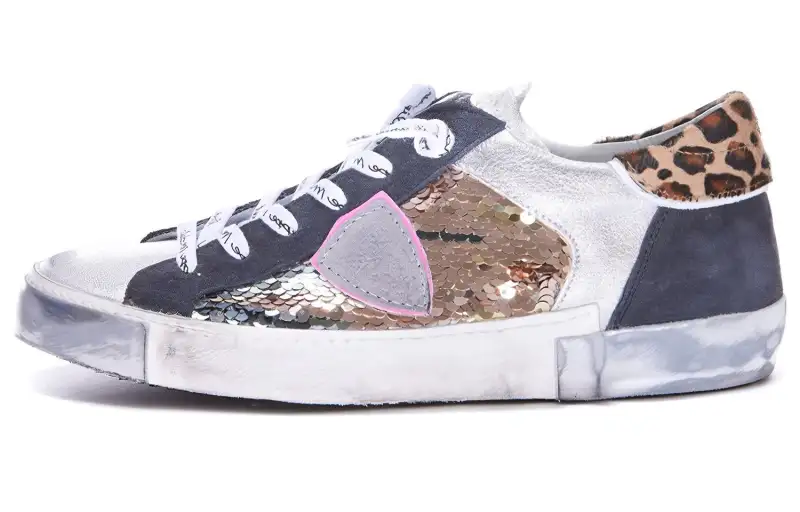 PHILIPPE MODEL Lace Up Stylish Skateboarding Shoes Women's White Blue