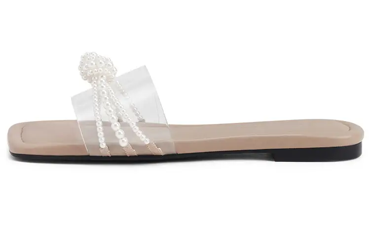 CHARLES&KEITH Composite Sole Abrasion Resistant Slide Slippers Women's Beige