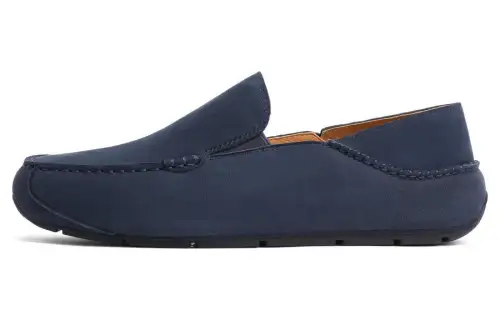 BELLE Casual Leather Shoes Men's Low Top Blue/Coffee/Yellow
