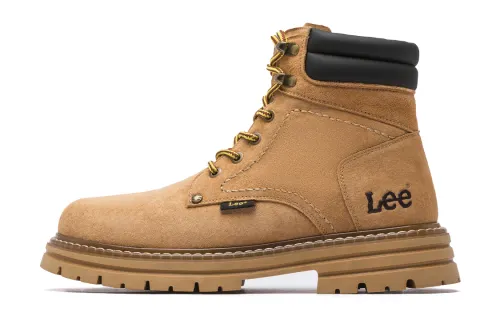 Lee Yellow Boots Split Pig Leather Short Combat Boots Men's