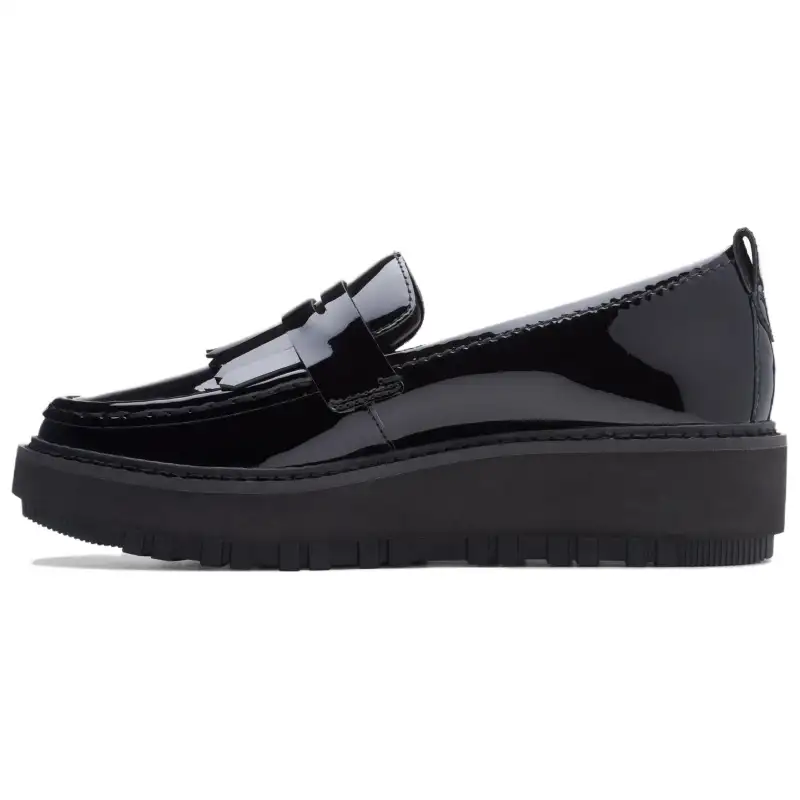 Clarks Leather Loafers 5CM Women's Black
