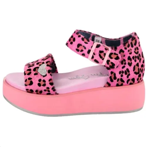 IRREGULAR CHOICE Leather One Strap Sandals 8cm Women's Pink