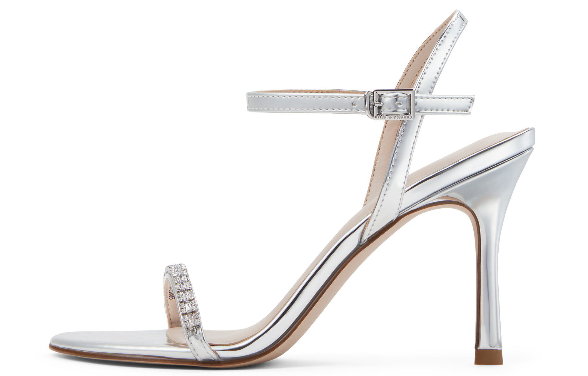 CHARLES&KEITH Small Ck PU, Textile High Heel One Strap Sandals 9.2cm Women's Multicolor