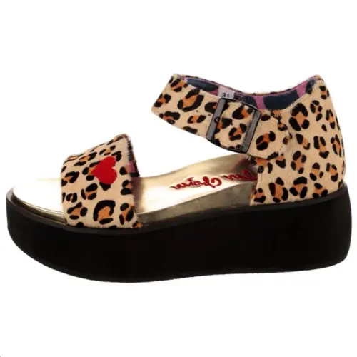 IRREGULAR CHOICE Leather One Strap Sandals 8cm Women's Black Brown