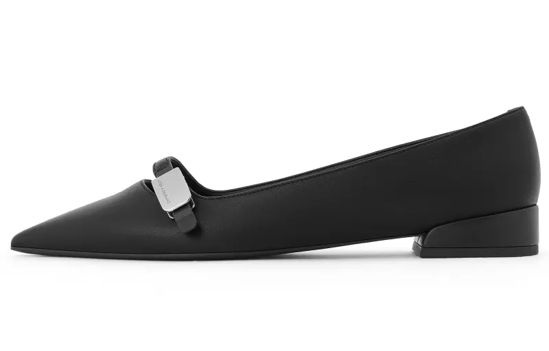 CHARLES&KEITH Small Ck Pu Women's Casual Shoes 2.5cm Women's Black/Dark Gray