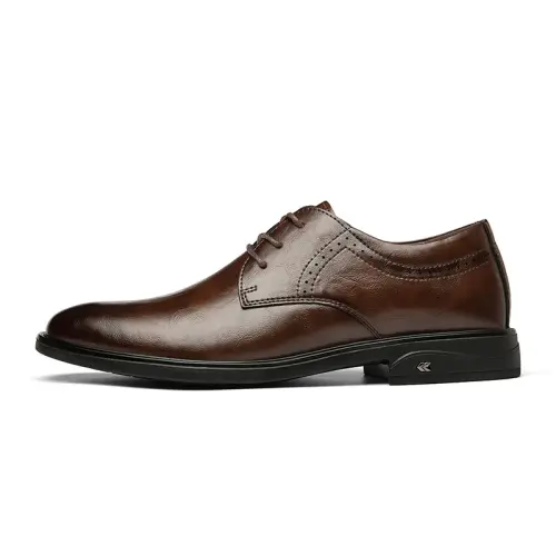 CARTELO Cartier crocodile two-layer cowhide microfiber leather, business casual, commuting to the workplace, British simple and versatile, low-top lace-up, rubber wear-resistant and folding-resistant, formal leather shoes, men's brown