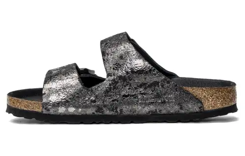 Birkenstock Arizona Leather Slide Slippers Women's Black