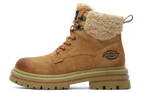 Dickies Leather Thermal Slip Resistant Thermal Slip Resistant Short Outdoor Boots Women's Brown Fleece lined