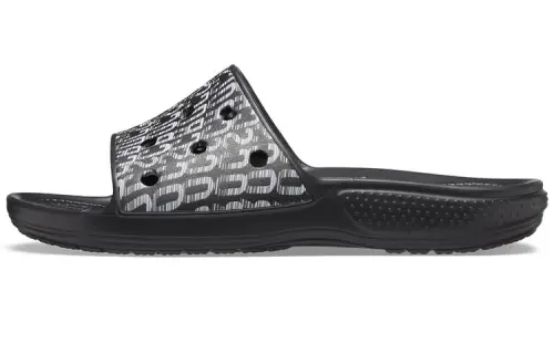 Crocs Classic Logo Motion Slides 'Black White'