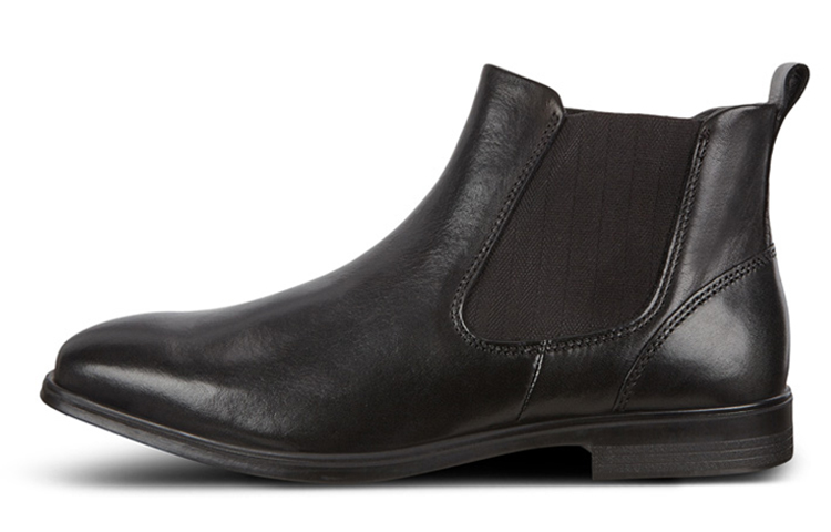 Ecco Ink Book Leather Ankle Length Chelsea Boots Men's Black