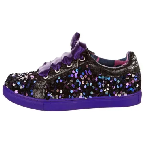 IRREGULAR CHOICE Pu Slip Resistant Abrasion Resistant Low top Skateboard Shoes Unisex Black Purple