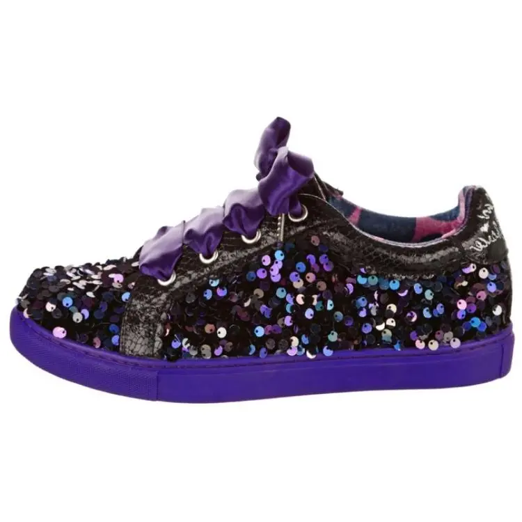 IRREGULAR CHOICE Pu Slip Resistant Abrasion Resistant Low top Skateboard Shoes Unisex Black Purple