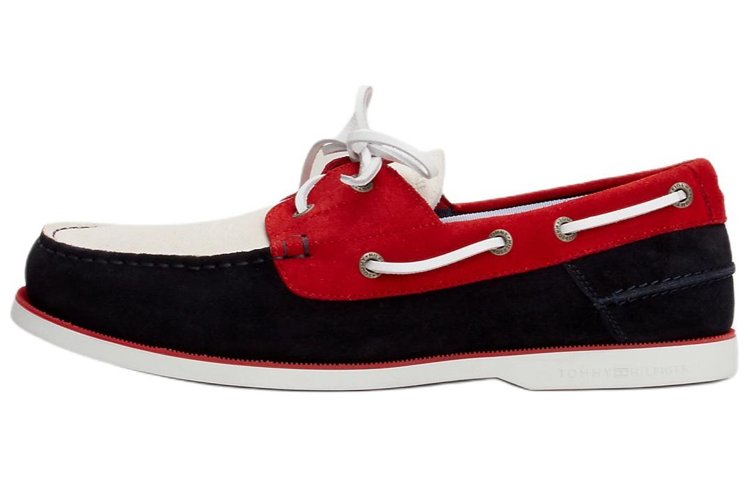 Tommy Hilfiger Suede Boat Shoes Men's White Red
