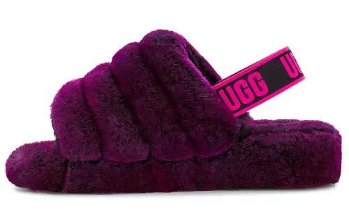 UGG FLUFF YEAH Shearling Slippers Women's Black Purple