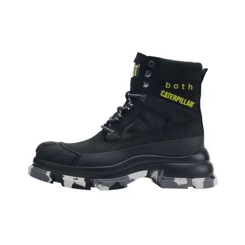 Both x CAT Cow Leather Slip Resistant Crew Outdoor Boots Men's Black