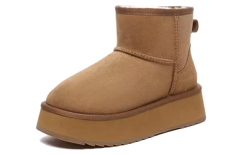EVERAU Sheepskin Short Snow Boots Women's Brown