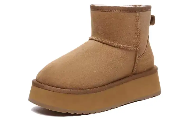 EVERAU Sheepskin Short Snow Boots Women's Brown