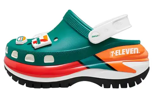 7 ELEVEN x Crocs Clogs Unisex Green Red Orange