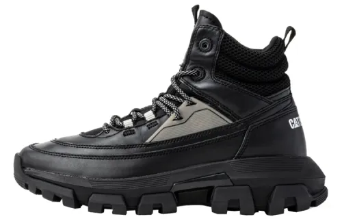 CAT Re-Powered Lunar Rover Raider Lace Hi Pioneer First-layer cowhide, warm, wear-resistant and shock-absorbing, comfortable and versatile, ankle-length outdoor boots, same style for men and women, black